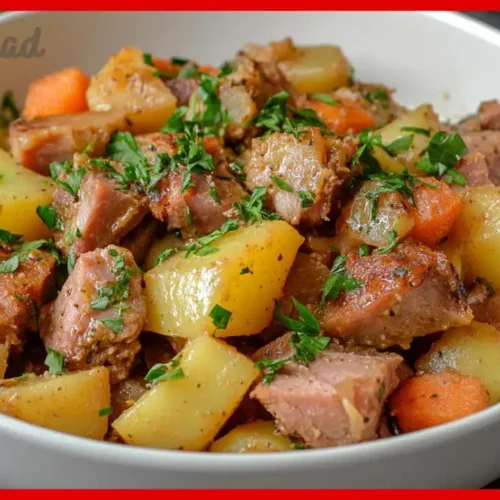 Kartoffel-Kasseler-Pfanne mit Senfsoße