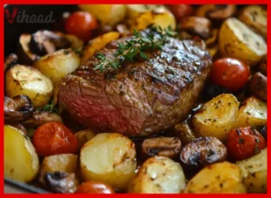 Rinderfilet auf Gemüse und Kartoffeln