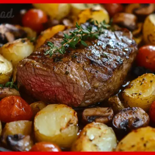 Rinderfilet auf Gemüse und Kartoffeln