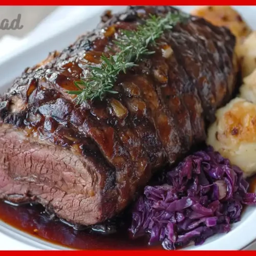 Sauerbraten mit Rotkohl und Kartoffelklößen