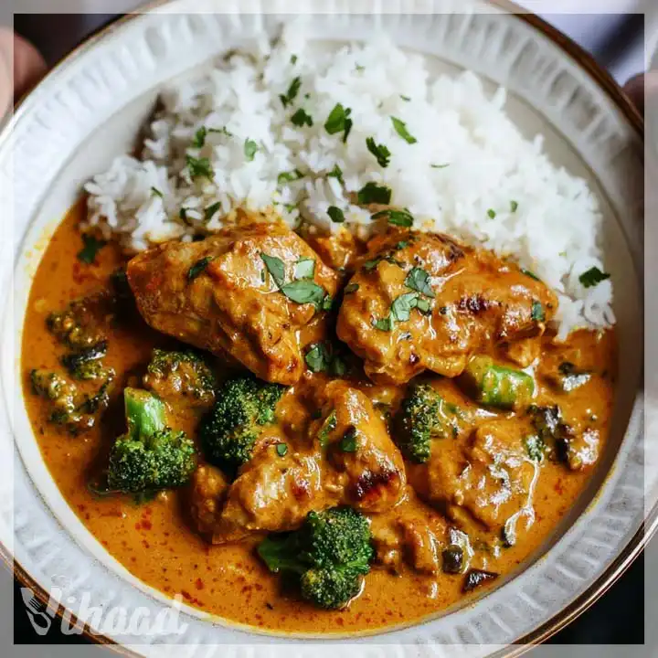 Hähnchencurry mit Brokkoli und Reis einfach zubereiten