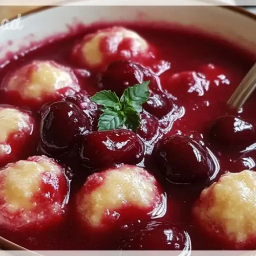 Kirschsuppe mit Klüten