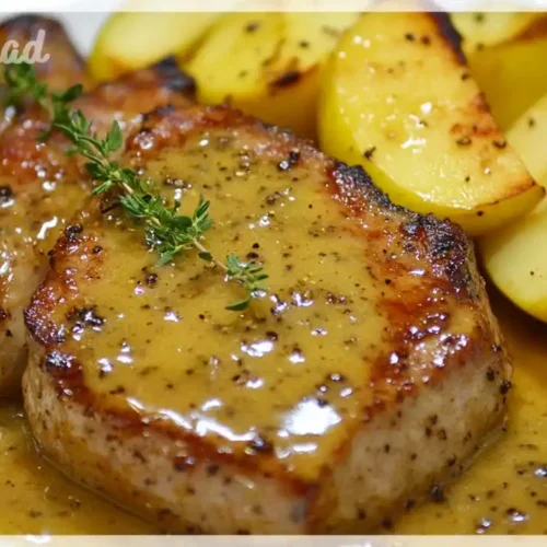 Schweinekoteletts mit Apfel-Senf-Soße