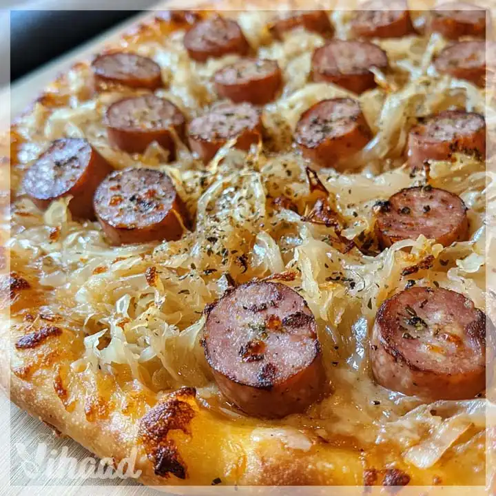 Bratwurst Pizza mit Sauerkraut Ein köstliches Rezept!