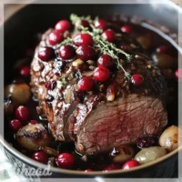 Geschmortes Rinderbraten mit Cranberry-Balsamico-Glasur genießen