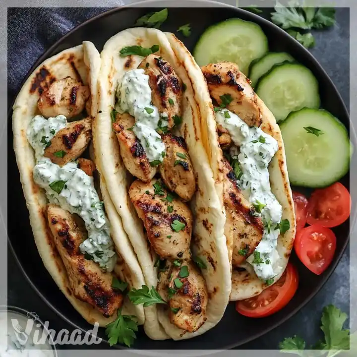 Klassische griechische Hähnchen-Gyros mit Tzatziki genießen!