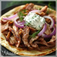 Zwiebelgyros im Fladenbrot mit Tzatziki genießen!