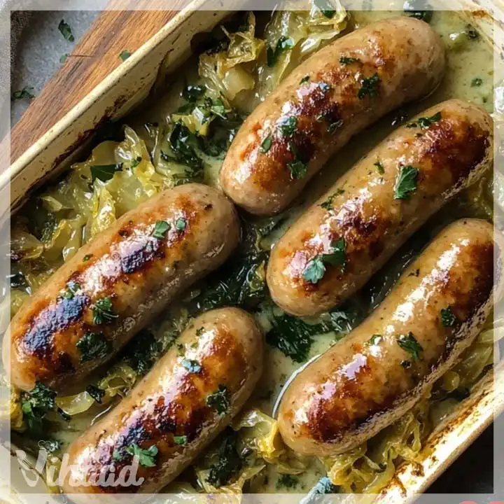 Bratwurst auf Rahmwirsing mit Ofenkartoffeln genießen!