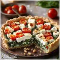 Spinat-Feta-Tomaten-Quiche mit Pinienkernen genießen!