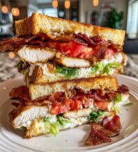 Clubsandwich mit Bacon und Hähnchenfilet