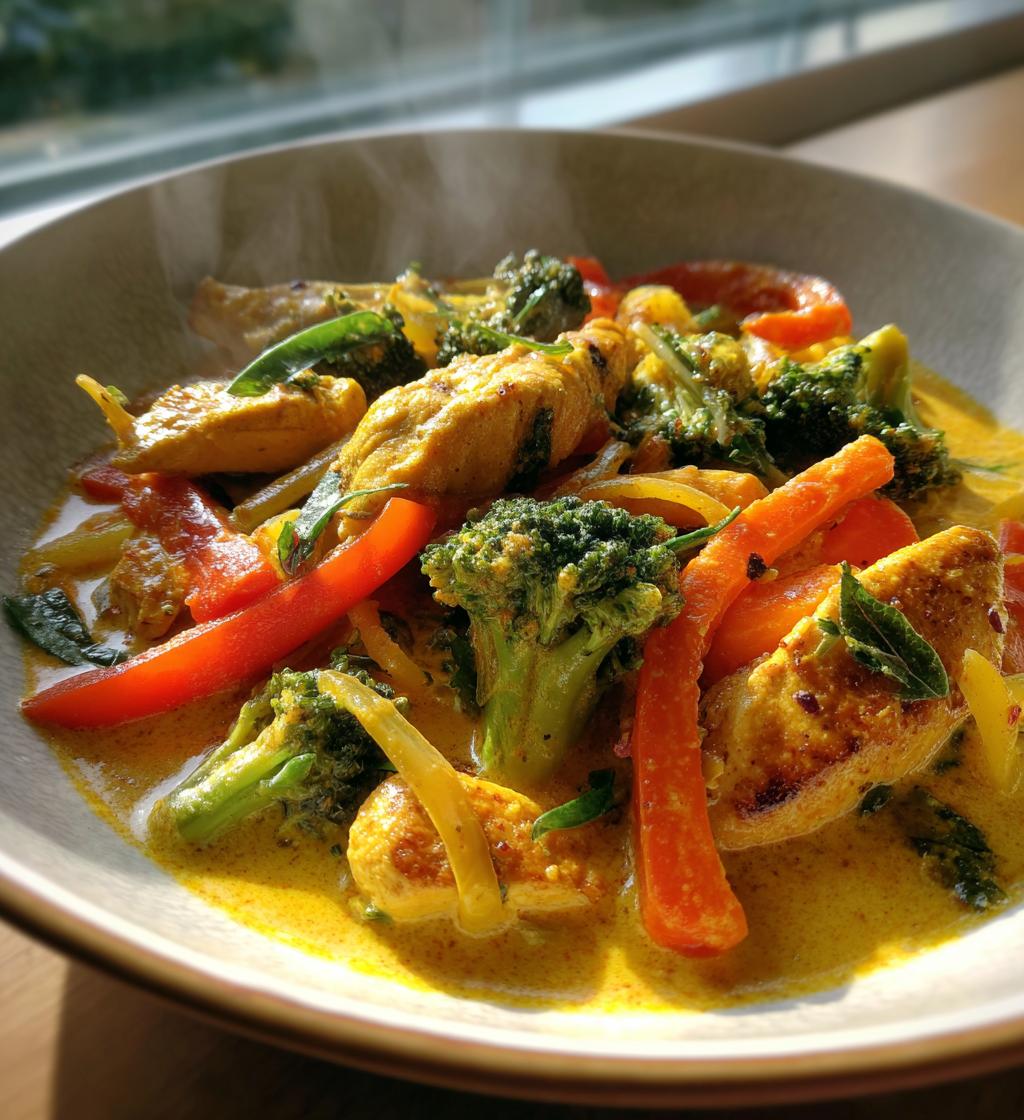 curry gemüsepfanne mit hähnchen