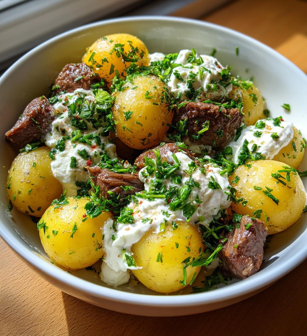 kartoffeln mit quark und fleisch - detail 1