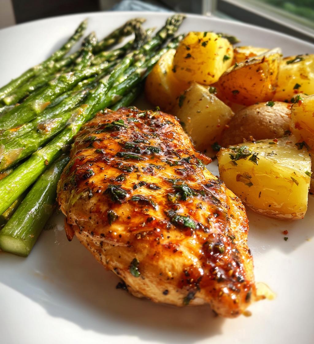 saftige hähnchenbrust mit spargel und kartoffeln - detail 1