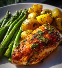 saftige hähnchenbrust mit spargel und kartoffeln