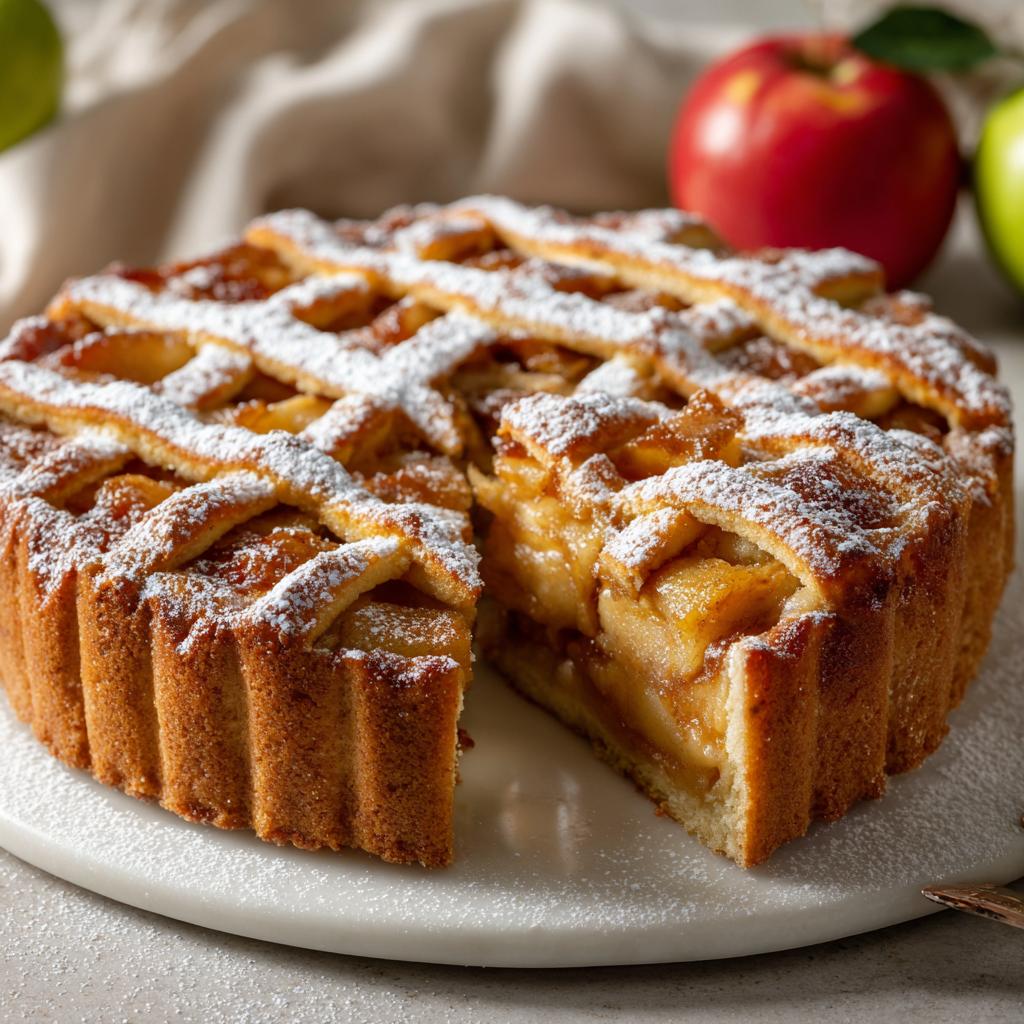 Apfelkuchen mit Gitterdeckel