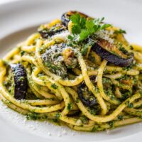Bärlauch-Auberginen-Pasta