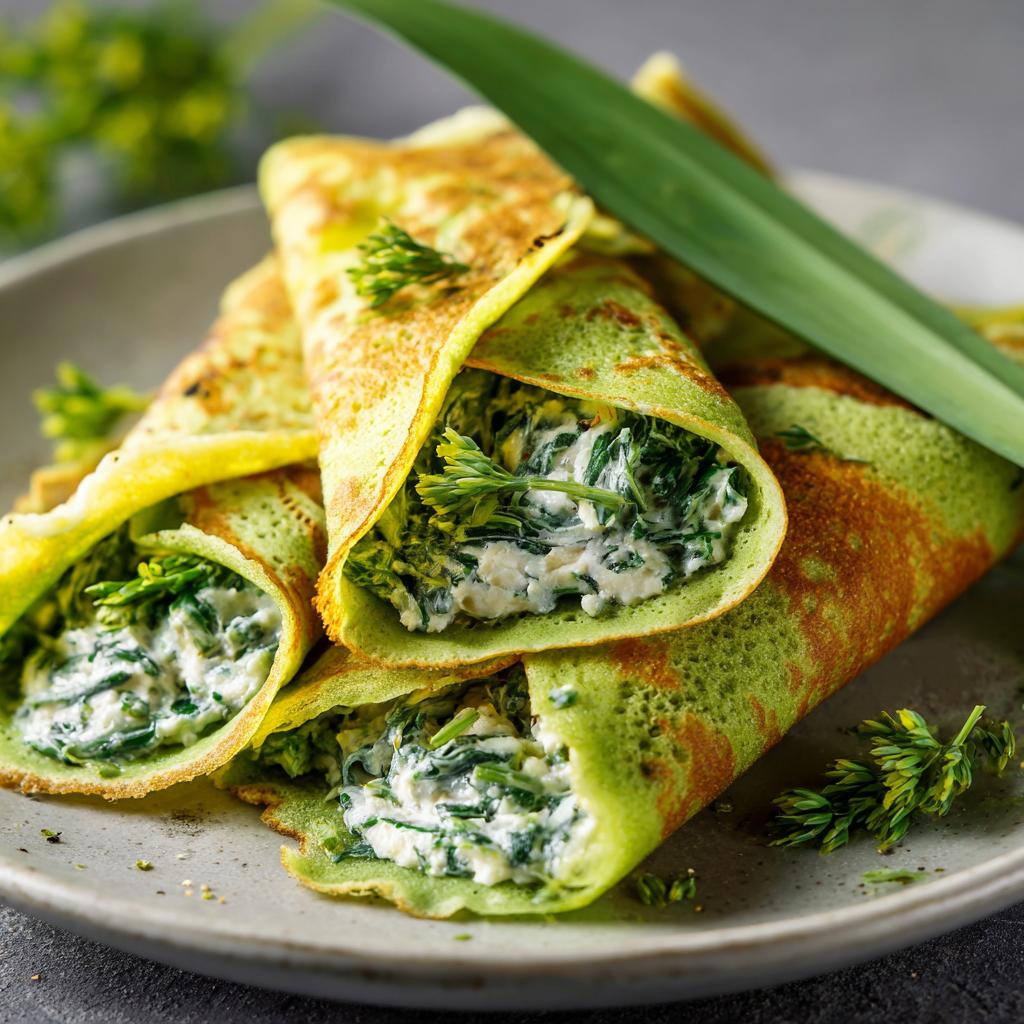 Bärlauch-Frischkäse-Crêpes