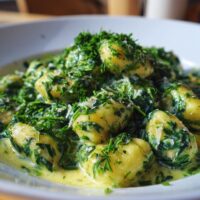 Bärlauch-Gnocchi mit Käsesoße