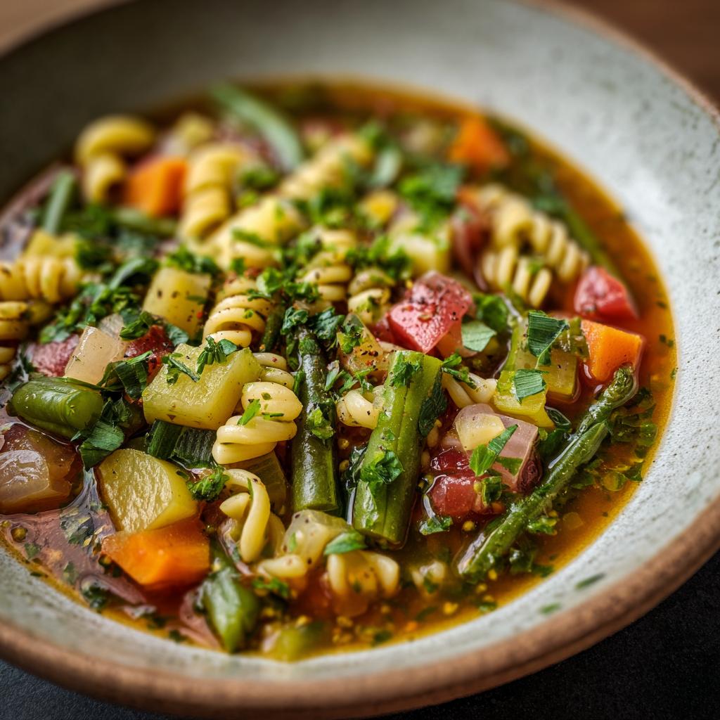 Bärlauch-Minestrone mit Nudeln