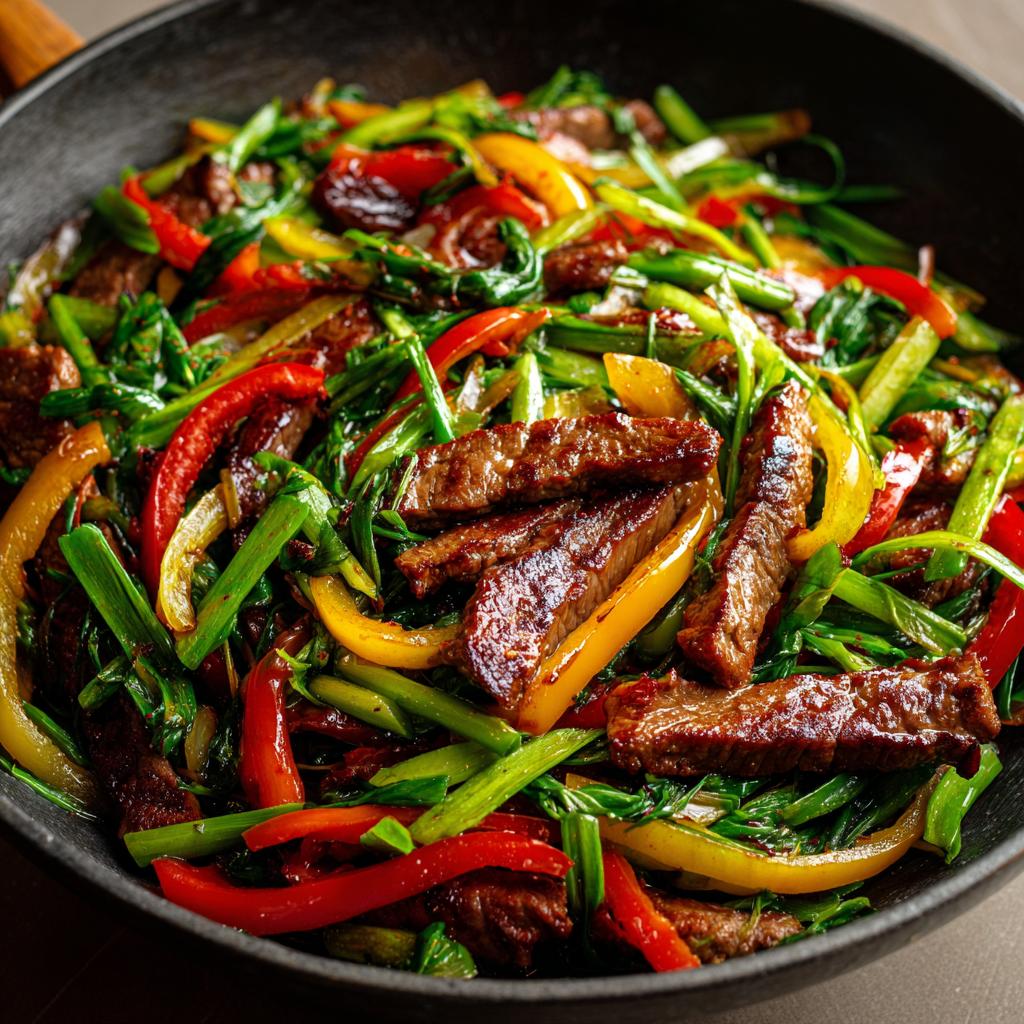 Bärlauch-Rindfleisch-Pfanne