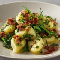 Bärlauch-Schupfnudeln mit Speck