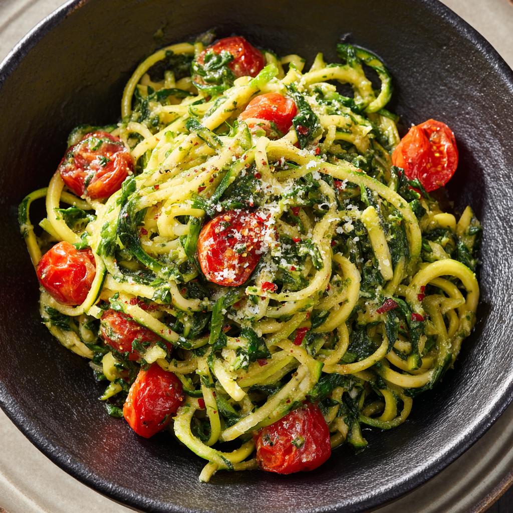 Bärlauch-Zucchini-Nudelpfanne