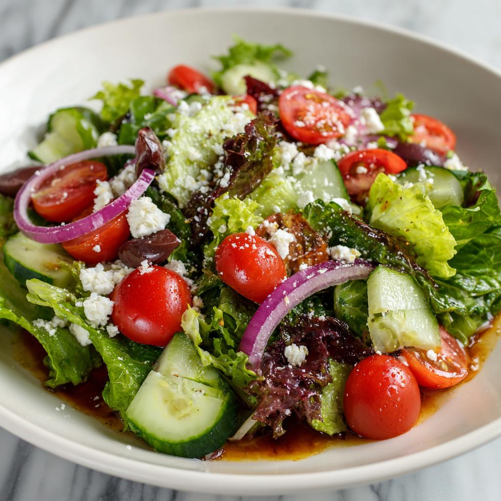 Bunter Salat mit Feta und Oliven