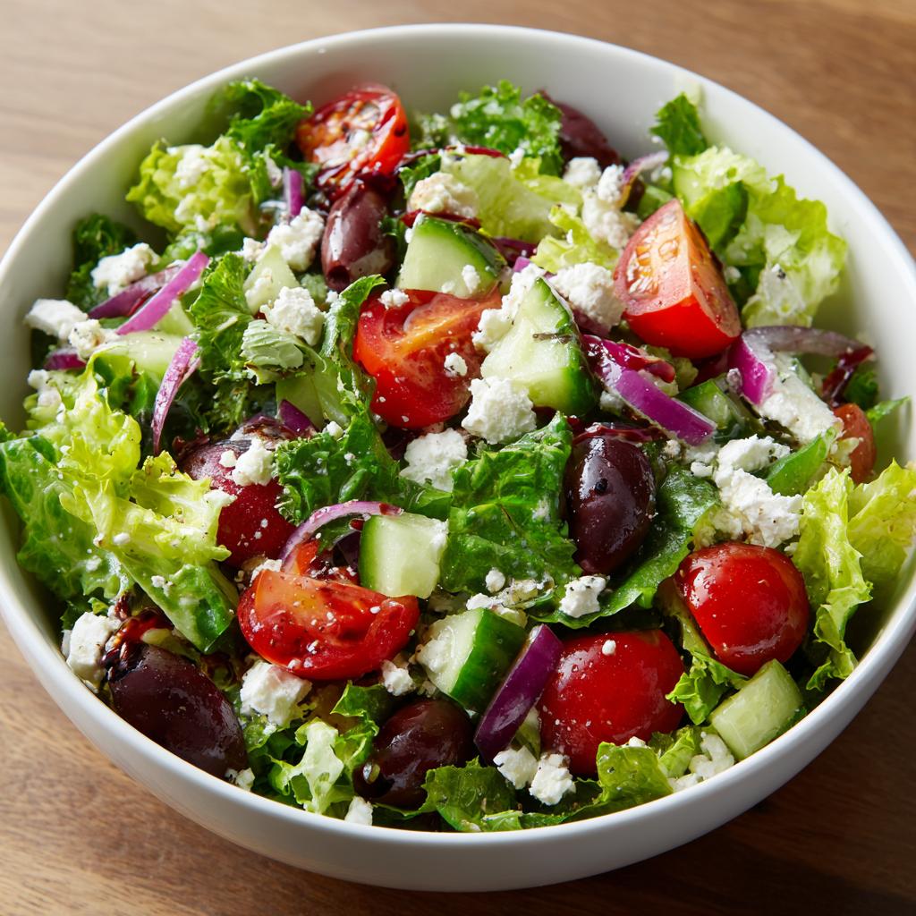 Bunter Salat mit Feta und Oliven