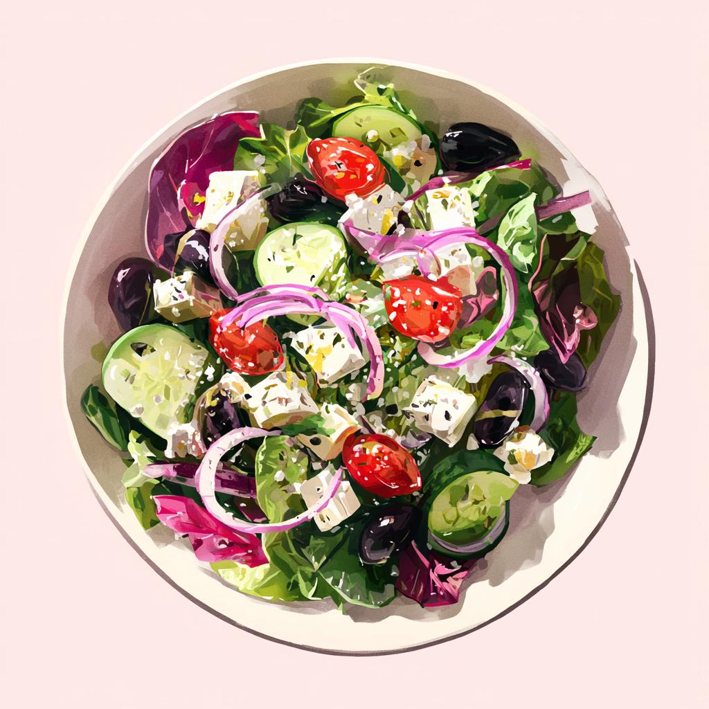 Bunter Salat mit Feta und Oliven