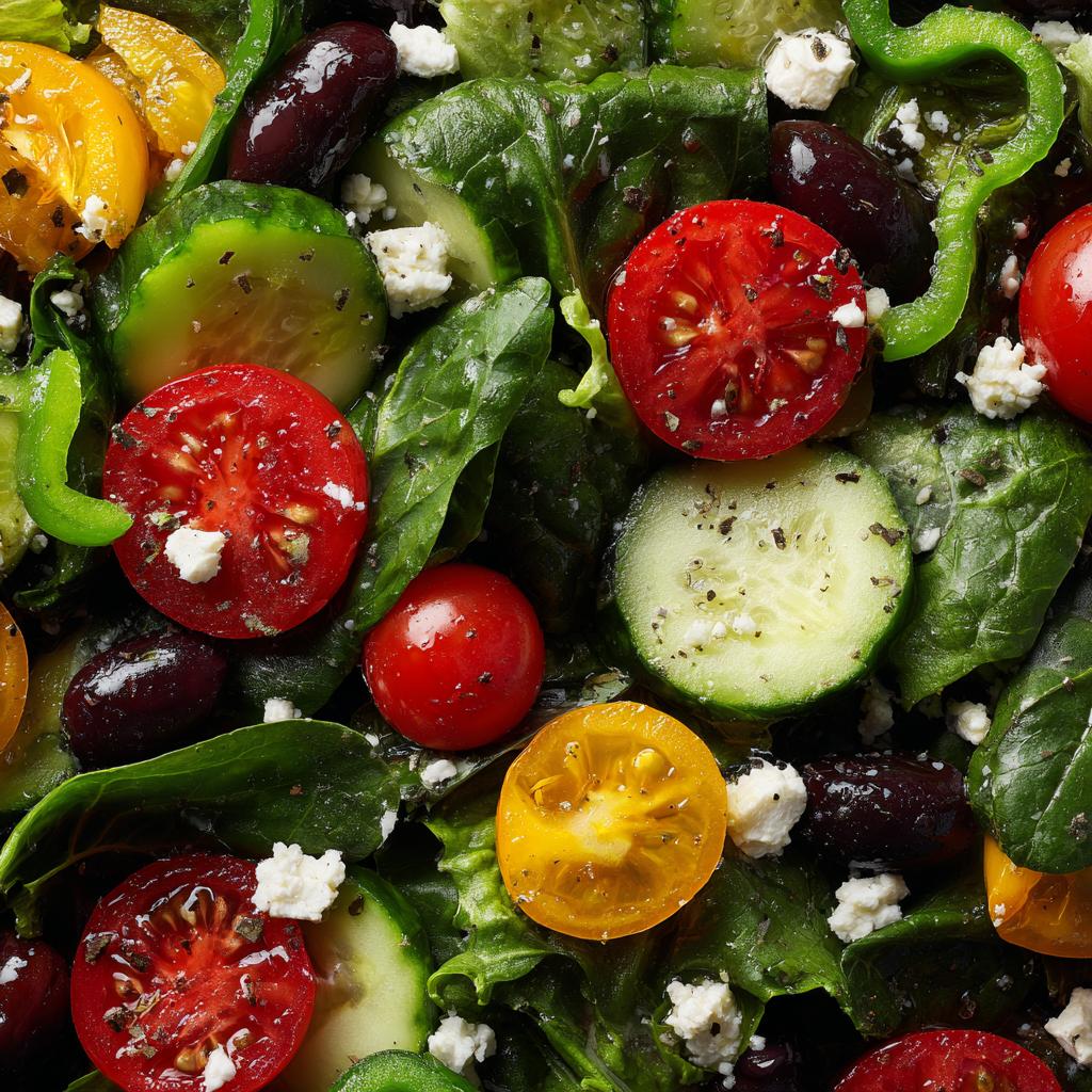 Bunter Salat mit Feta und Oliven