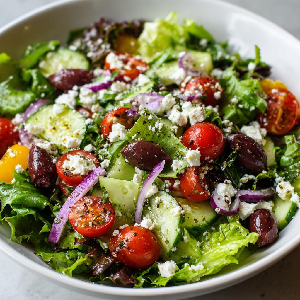 Bunter Salat mit Feta und Oliven