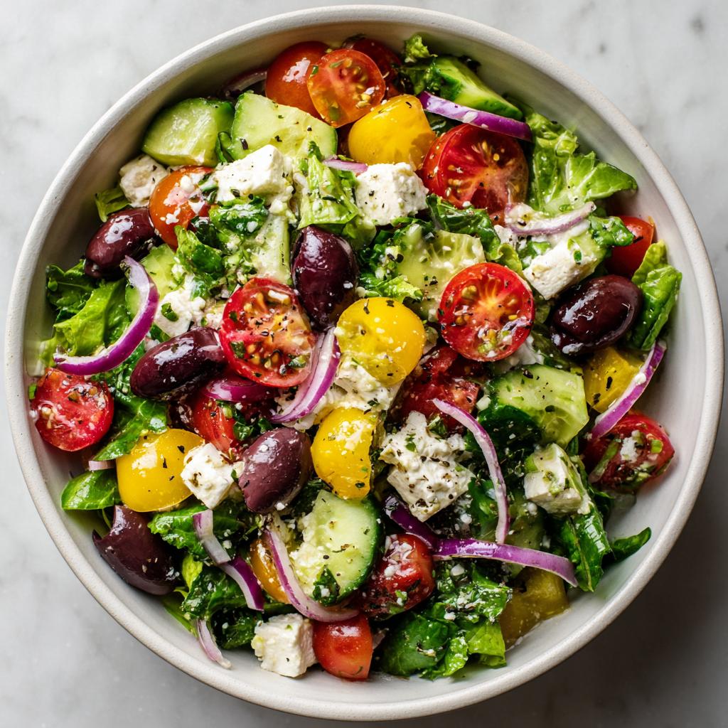 Bunter Salat mit Feta und Oliven