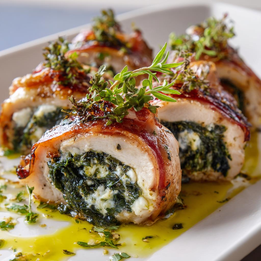 Chicken Involtini mit Löwenzahn-Creme-Käse-Füllung