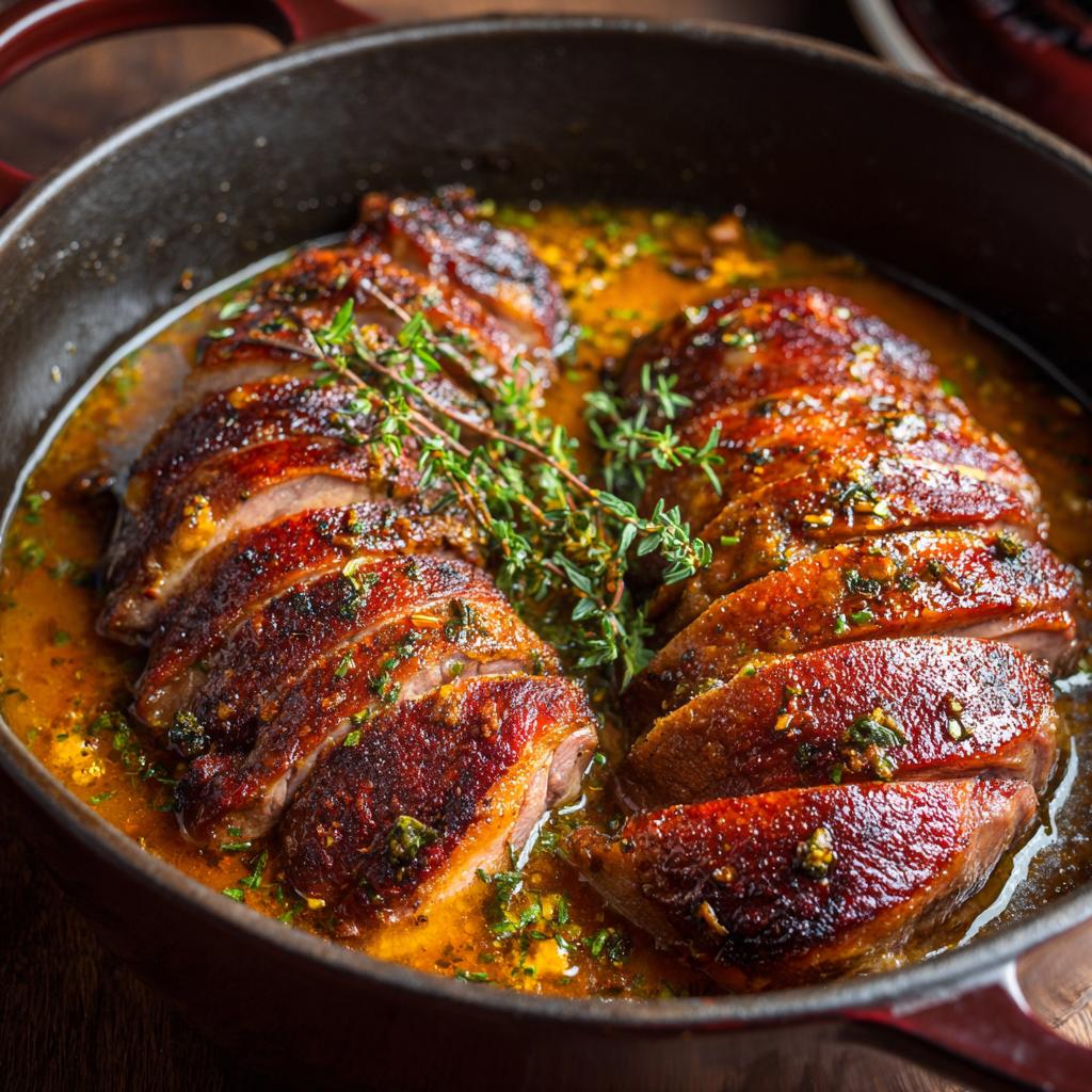 Entenbrust aus dem Dutch Oven mit Orangensauce - detail 1