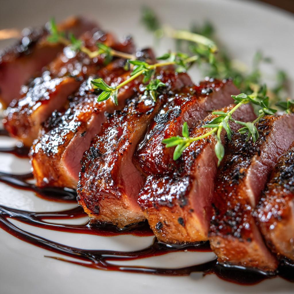 Entenbrust mit Honig-Balsamico-Glasur