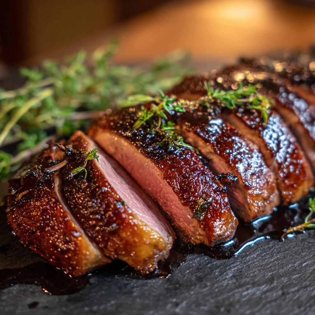 Entenbrust mit Honig-Balsamico-Glasur