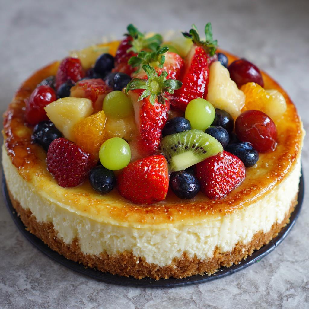 Gebackener Käsekuchen mit Früchten