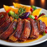 Gebratene Entenbrust mit Honig-Orange-Glasur