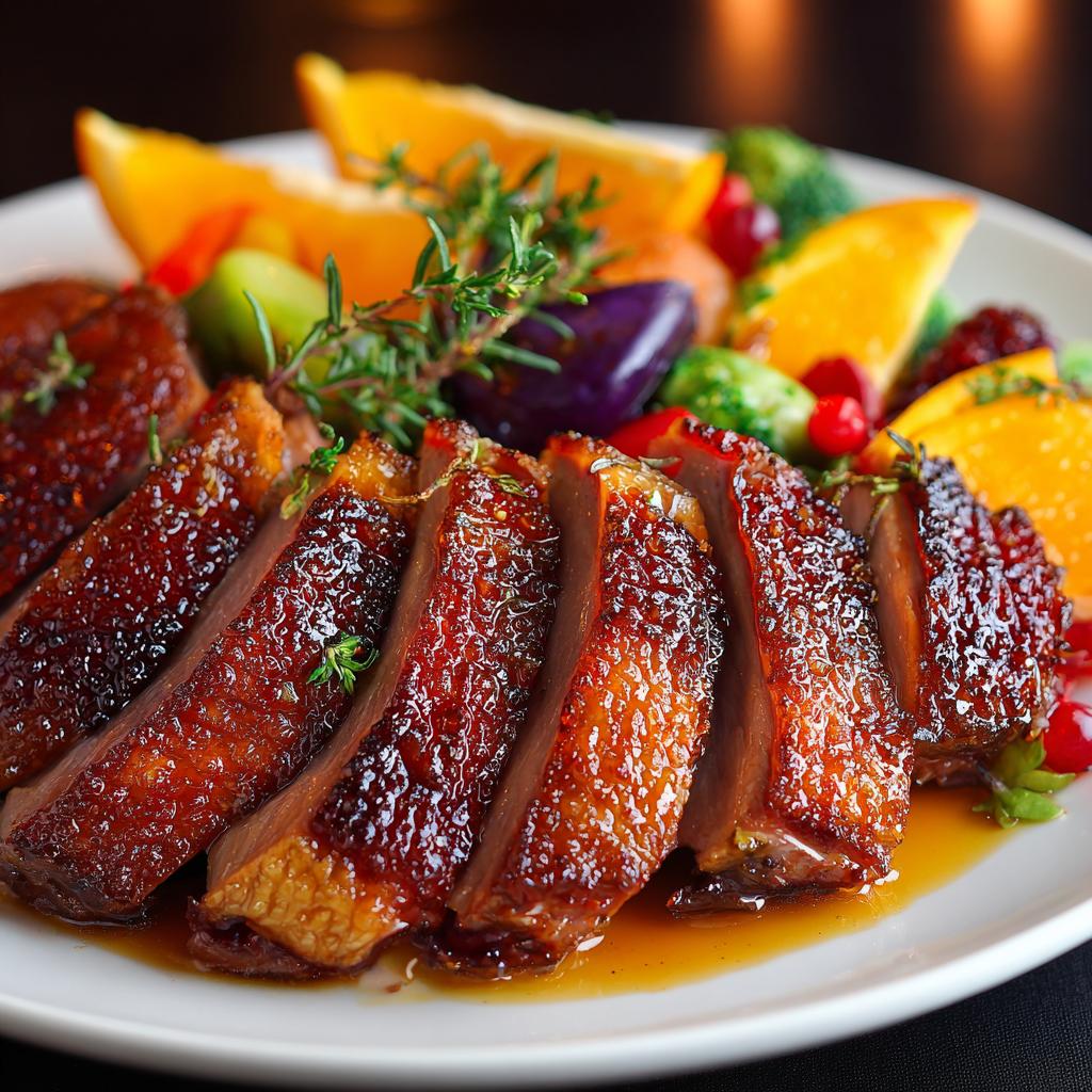 Gebratene Entenbrust mit Honig-Orange-Glasur