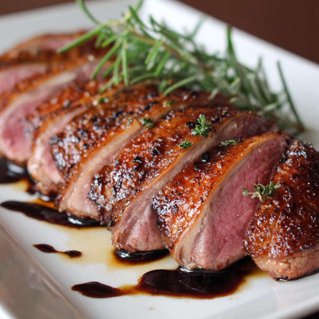 Gebratene Entenbrust mit Honig und Balsamico