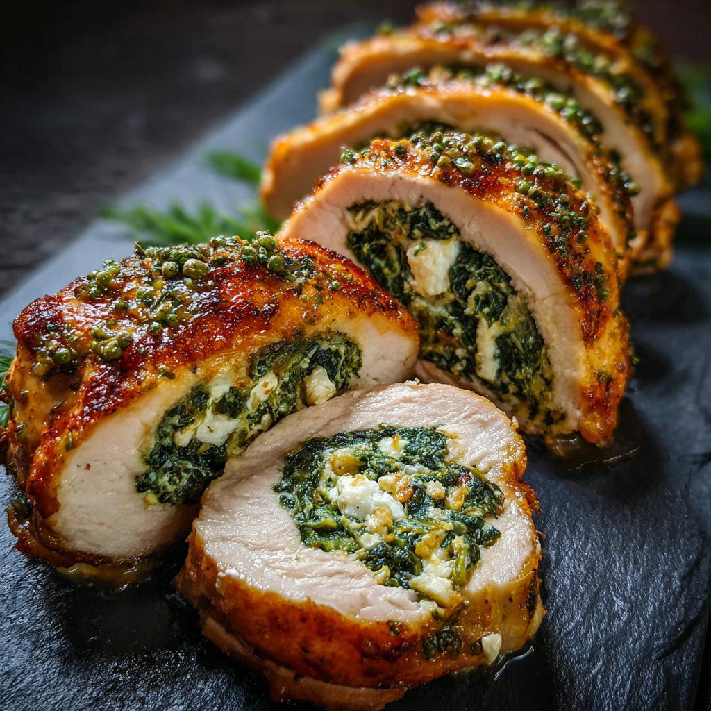 Gefüllte Hähnchenbrust mit Feta und Spinat