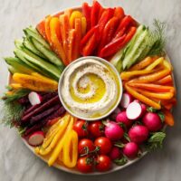 Gemüseplatte mit Dips