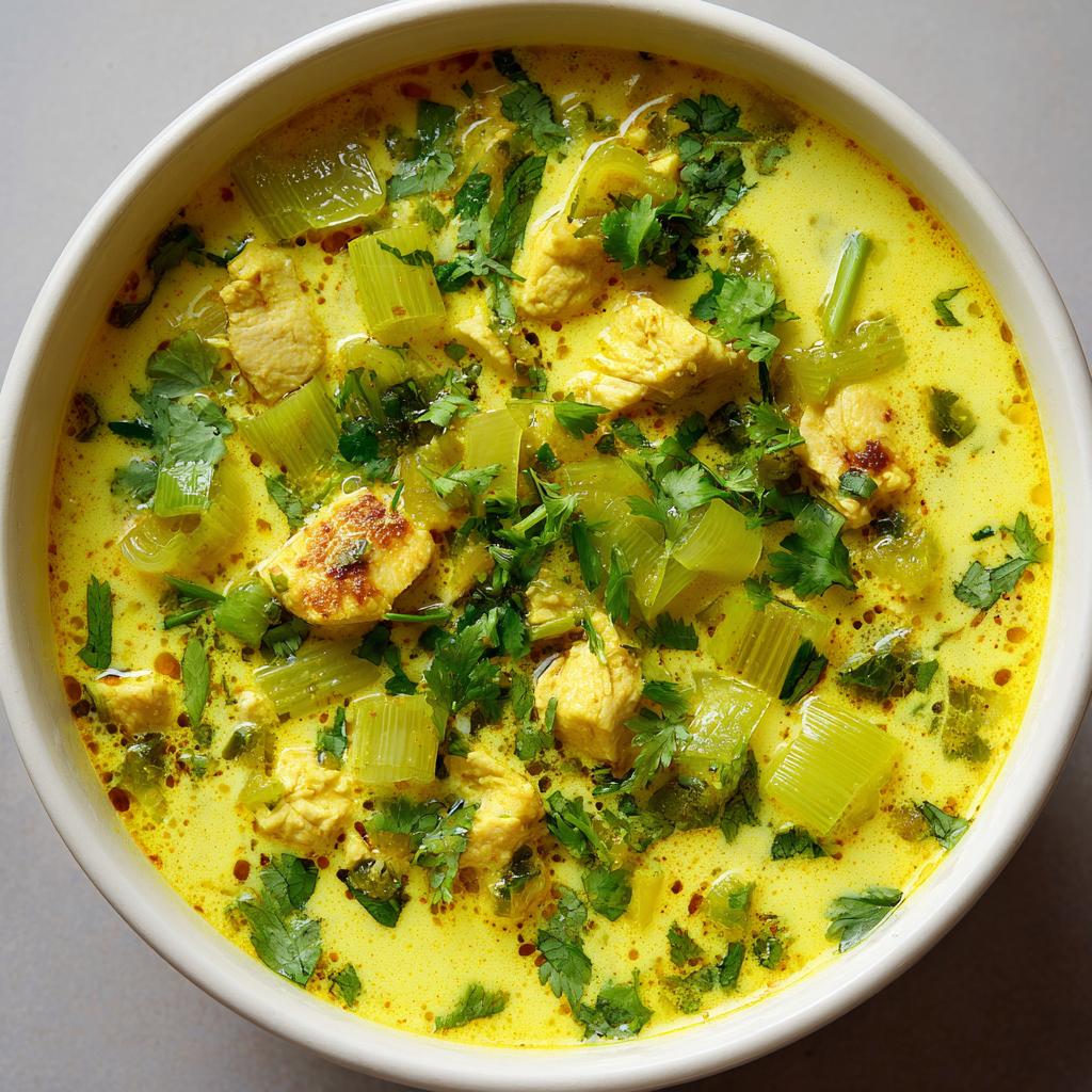 Hähnchen-Curry-Lauch-Suppe mit Kokosmilch - detail 1