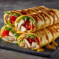 Hähnchen Wraps mit Honig-Senf-Sauce