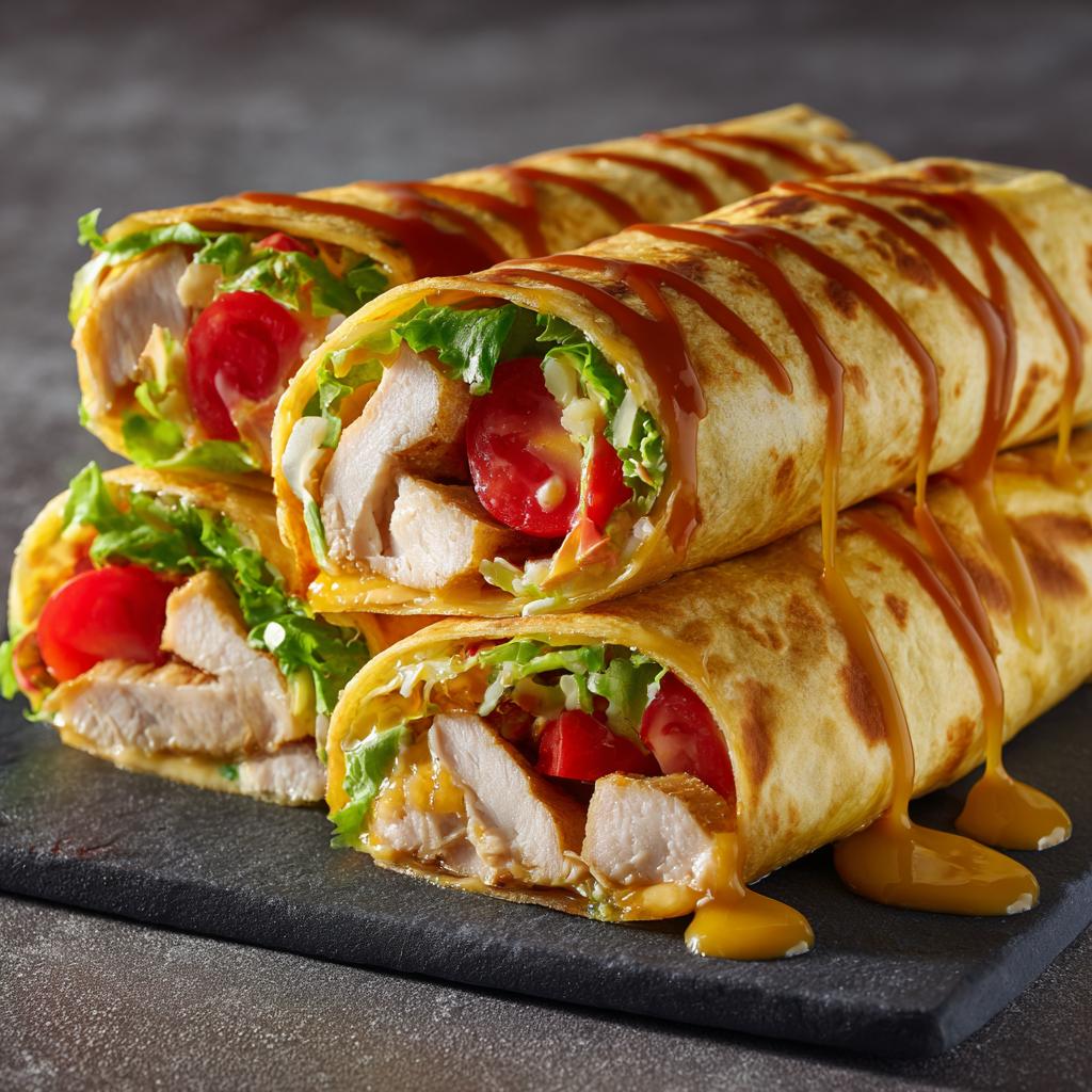 Hähnchen Wraps mit Honig-Senf-Sauce