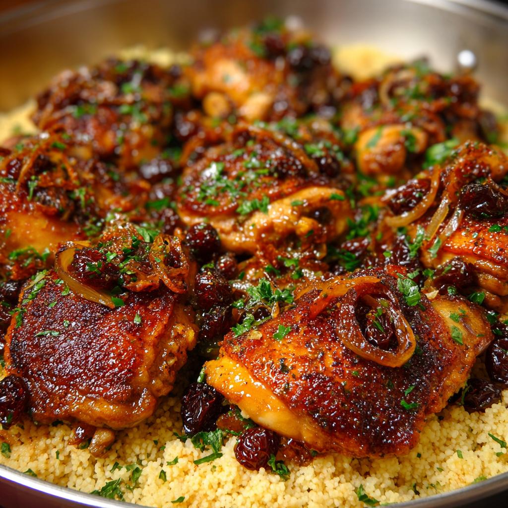 Hähnchen mit Zwiebeln, Rosinen und Couscous - detail 1
