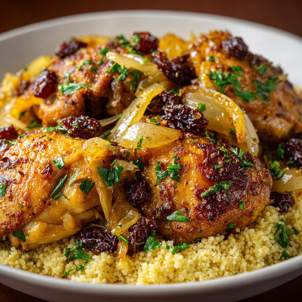 Hähnchen mit Zwiebeln, Rosinen und Couscous - detail 1