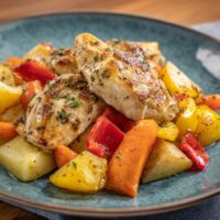 Hähnchenbrust mit Kartoffeln und Gemüse