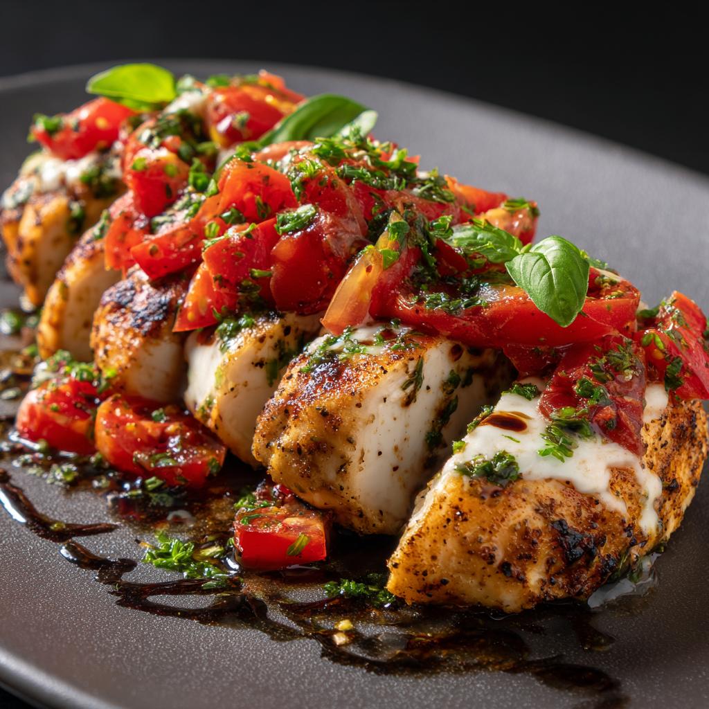 Hähnchenbrust mit Tomaten und Mozzarella