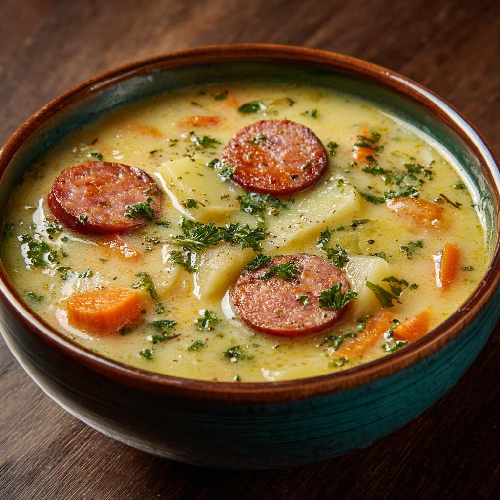 Kartoffelsuppe mit Jägersalami